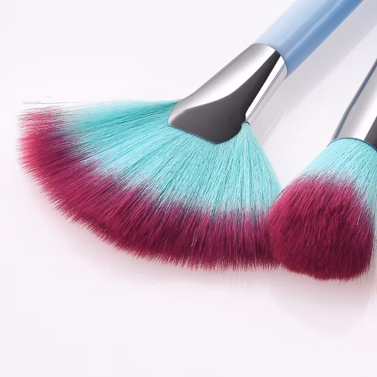 Best Brush 7PCS Makeup Brushes Light Blue Travel Set Synthetic Powder Foundation Eyeliner Cosmetics Brush