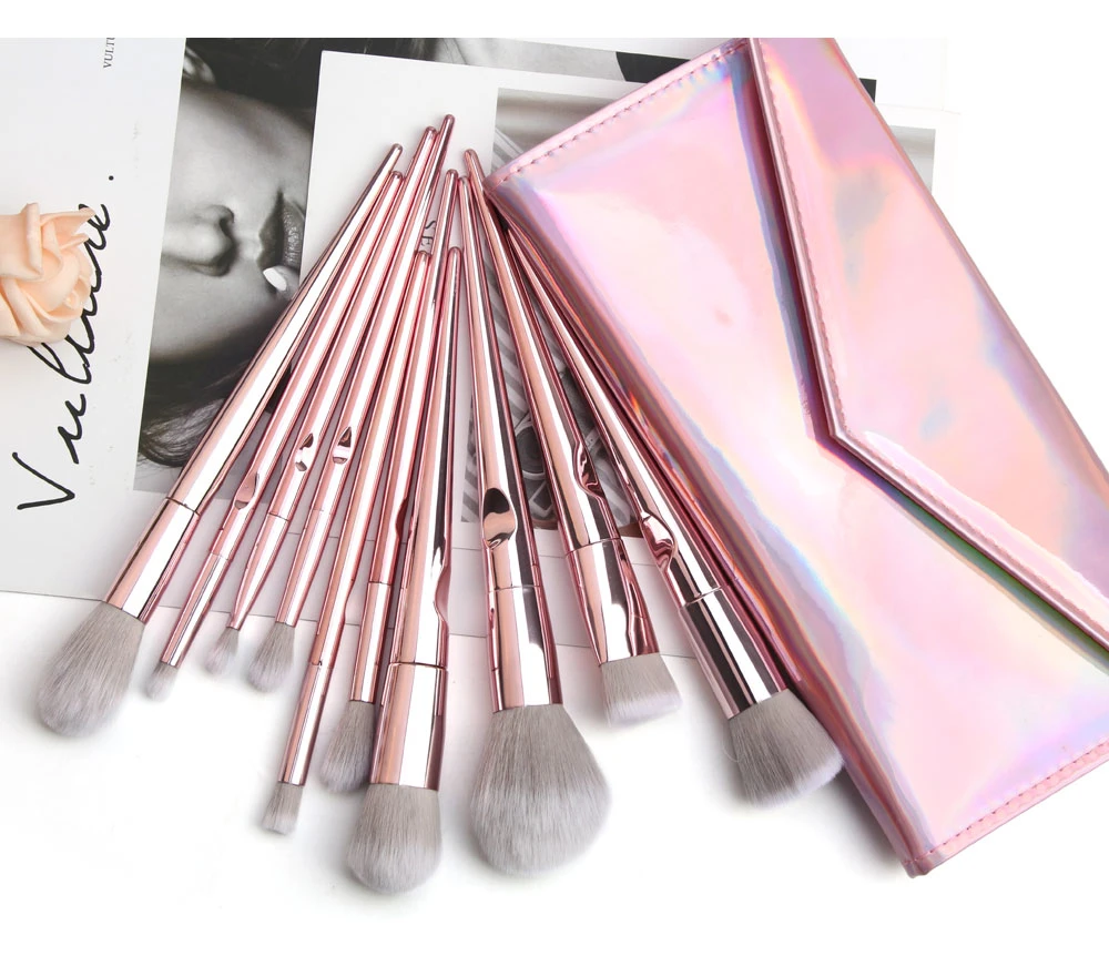 10PCS Makeup Brushes Set Eye Shadow Foundation Powder Lip Cosmetic Beauty Tool Kit