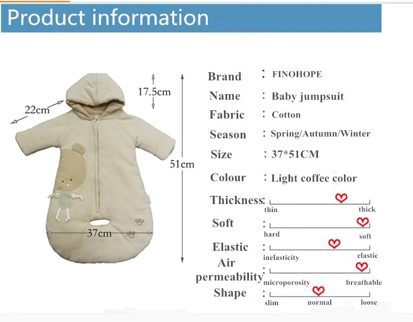 Baby Kids Sleeping Bag 100% Cotton Baby Products Natural Colored Cotton
