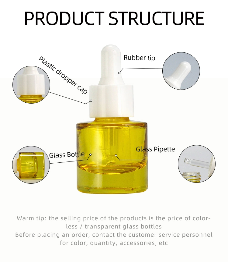 15ml Flat Shoulder Thick Bottom Essence Dropper Bottle Essential Oil Cosmetics Package