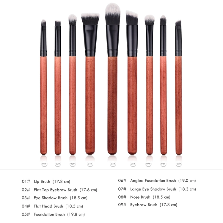 9PCS/Set Makeup Brushes Set Red Wood Eyeshadow Eyebrow Blending Eyeliner Lip Brushes Cosmetic Tools Set