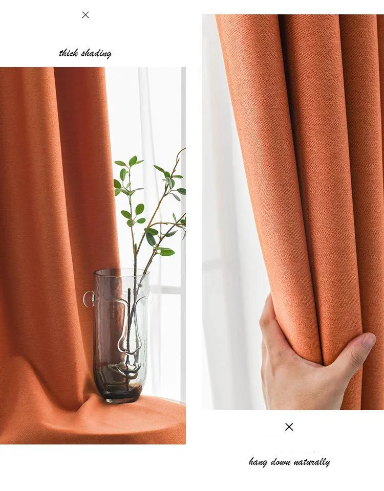 Full Shading Curtain Nordic Simple Bedroom Thickened Cotton Linen Splicing Curtain Finished Product