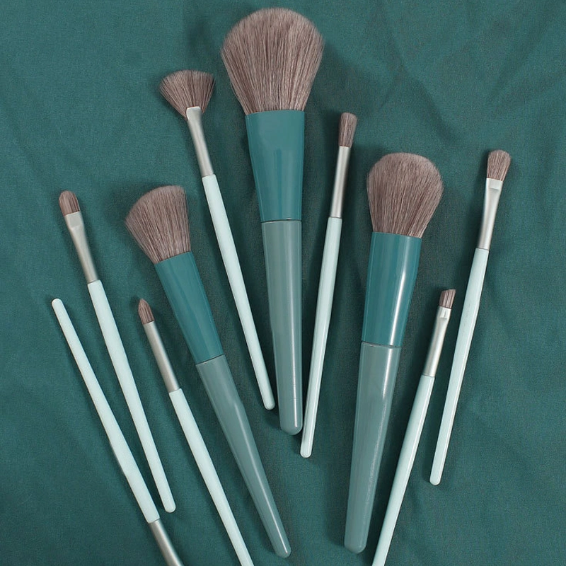 10PCS Makeup Brushes Set Eyeshadow Powder Green Matte Wood Handle Concealer Cosmetic Eyebrow Beauty Tool