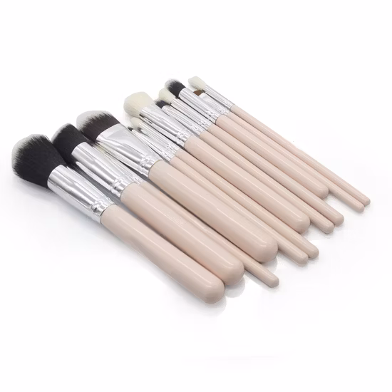 Black Handle White Synthetic Hair Makeup Brushes Set Eyeshadow Brush Eyeliner Cosmetics Tools