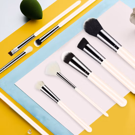 Black Handle White Synthetic Hair Makeup Brushes Set Eyeshadow Brush Eyeliner Cosmetics Tools