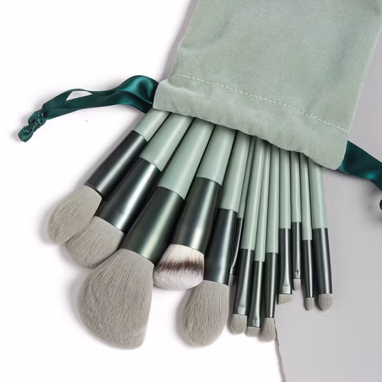 13PCS Professional Make up Brushes Set Green Eyebrow Brush