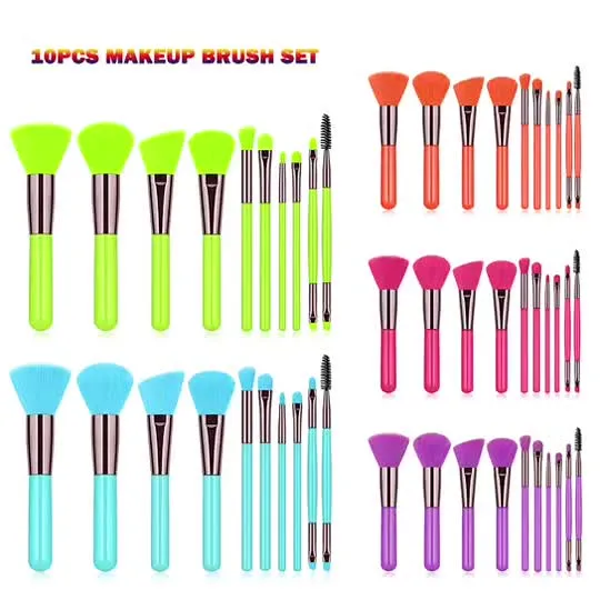 10PCS Mermaid Makeup Brushes Fantasy Set Foundation Powder Eyeshadow Kits Synthetic Foundation Blending Blush Eyeliner Face Powder Brush Esg10232